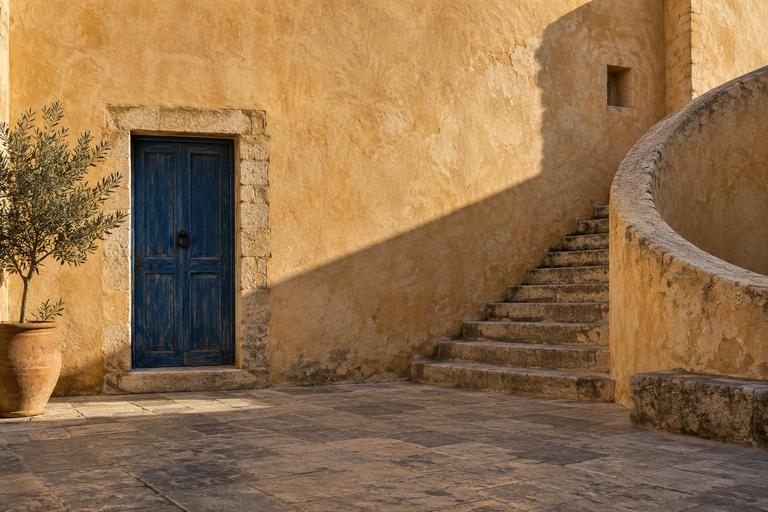 A Blue Door, by Maya Demolight, AI-generated photography, 2026