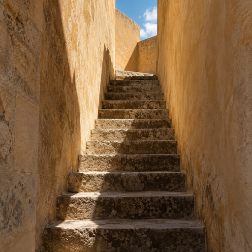 The Stair at Noon, by Maya Demolight, AI-generated photography, 2026